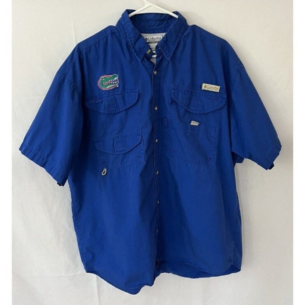 Columbia Florida Gators Button Down Shirt Adult Mens Size Large PFG Football Tee